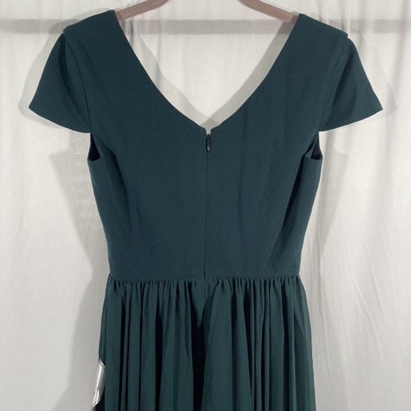 NEW Dress the Population [ XXS ] Corey Chiffon Fit & Flare‎ Dress PINE Green - Picture 11 of 12